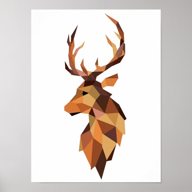Poster Conception géométrique des cerfs WPAP | imprimable (Devant)