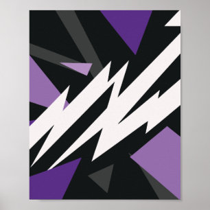 Poster Conception géométrique électrique violet et noire