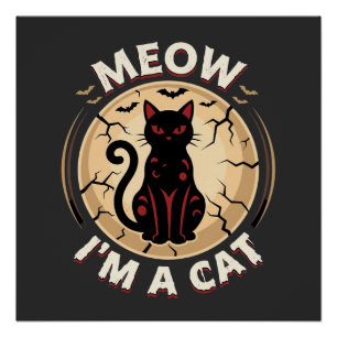 Poster Conception graphique de chat Meow Halloween_1