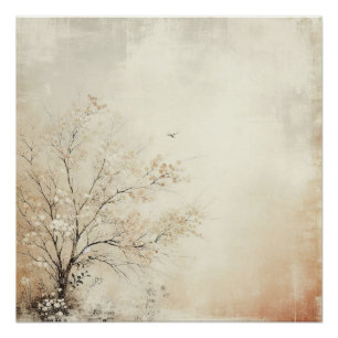 Poster Conception Graphique de Vieille Photo d'Arbre Ceri