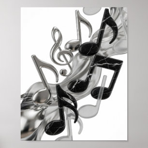 Poster Conception graphique MUSIC IN MOTION argentée élég