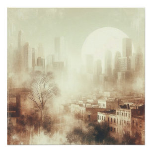 Poster Conception Graphique Photo Ancienne de Paysage Urb