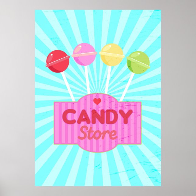 Poster Conception graphique Retro Candy Store Pastel Loll (Devant)