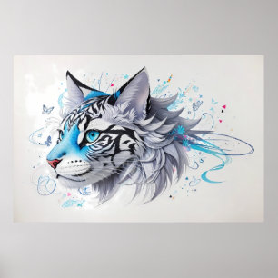 Poster conception gribouillante d'un tigre