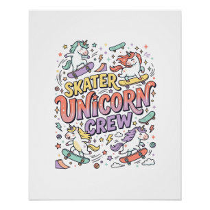 Poster Conception Licorne Skateur Licorne Whimsical Zazzl