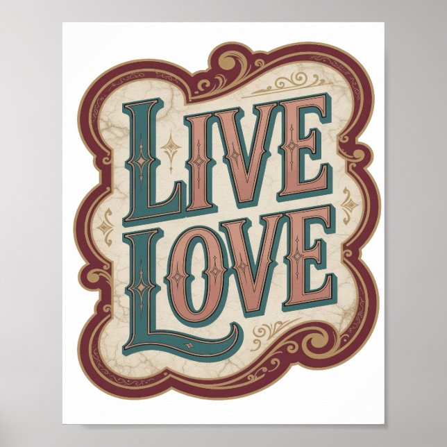 Poster Conception LIVE LOVE Sarcelle Moderne (Devant)