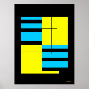 Poster Conception minimaliste Bauhaus de grille jaune et 