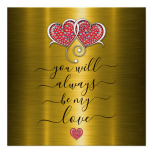 Poster Conception minimaliste personnalisée des coeurs bl