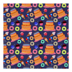 Poster Conception Motif de pâtisserie de gâteaux d'annive