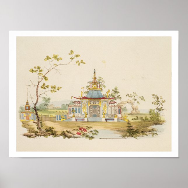 Poster Conception pour un temple chinois, vers 1810 (styl (Devant)