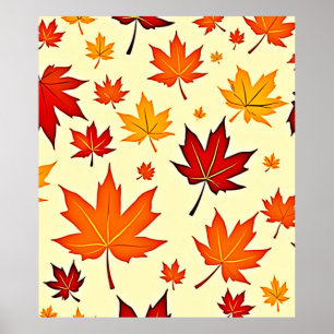 Poster Conception sans couture de feuillage d'automne