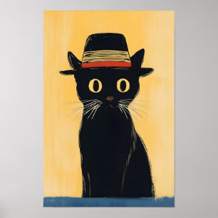 Poster Conception simple de chat noir mignon