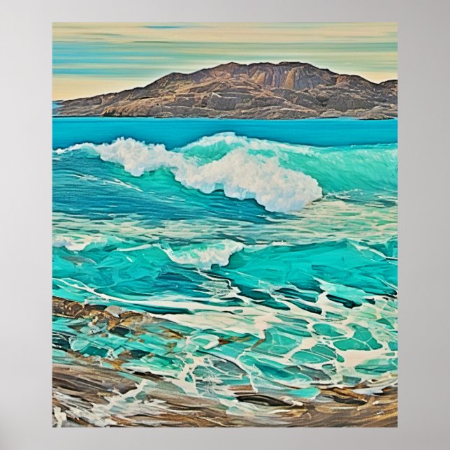 Poster Conception texturée de la vue sur l'océan (Devant)