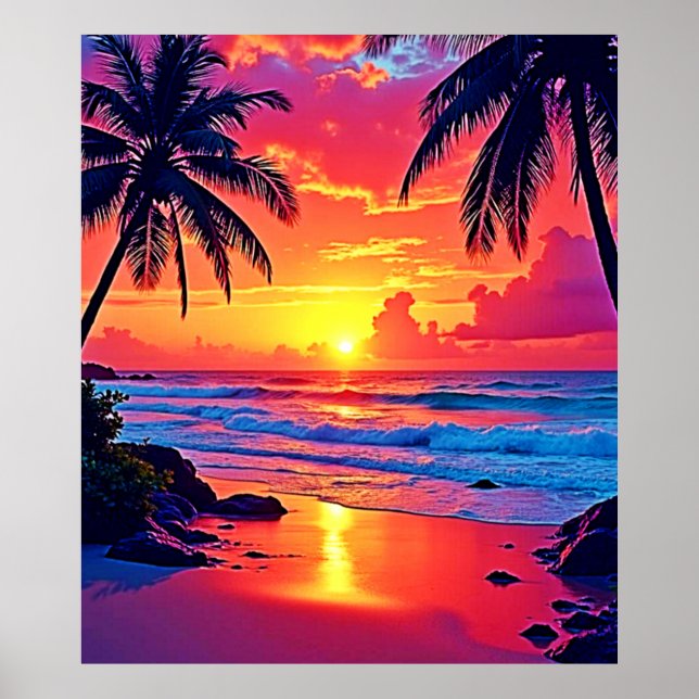 Poster Conception Tropical Sunset Paradise (Devant)