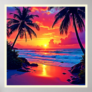 Poster Conception Tropical Sunset Paradise