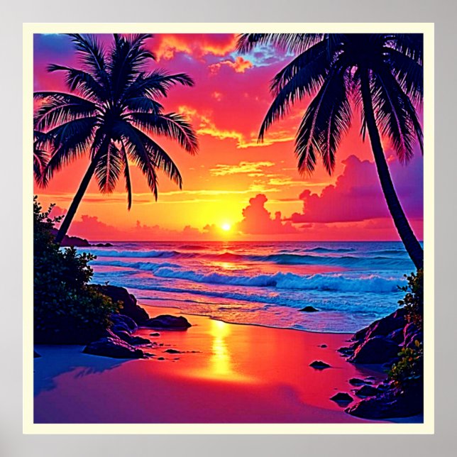 Poster Conception Tropical Sunset Paradise (Devant)