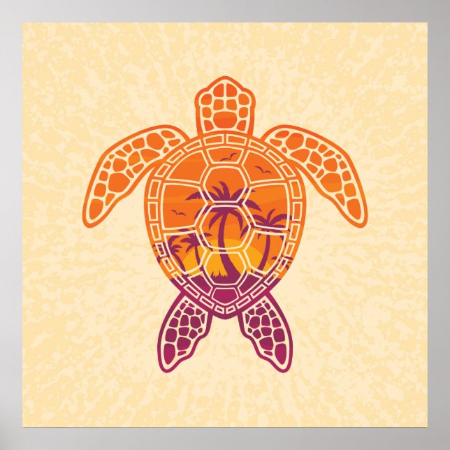 Poster Conception Tropicale de la tortue de mer coucher d (Devant)