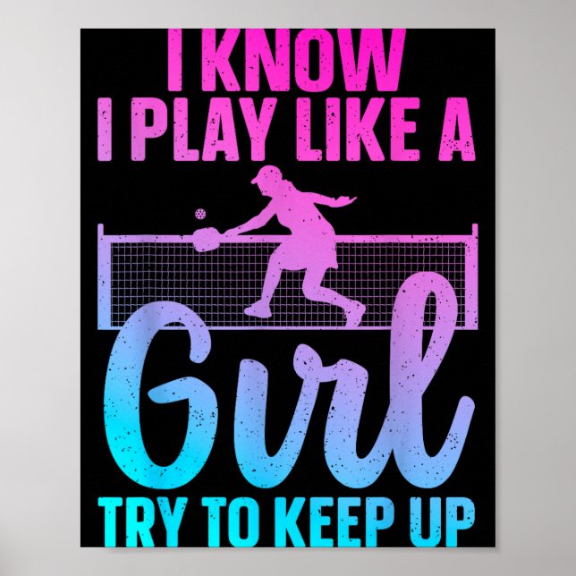 Poster Conception unique de pickleball pour femmes filles (Devant)