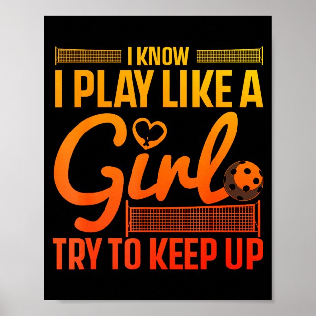 Poster Conception unique de pickleball pour femmes filles (Devant)