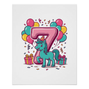 Poster Conception vectorielle de poney mignon pour la fêt