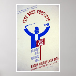 Poster Concert de bande de Bronx WPA 1940
