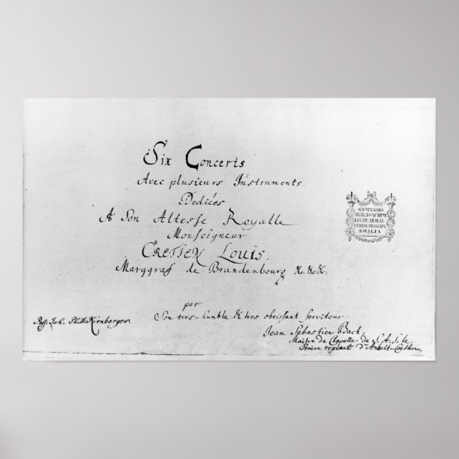 Poster Concertos de Brandebourg, 1721 (Devant)