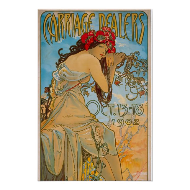 Poster Concessionnaires de transport par Alphonse Mucha ( (Devant)