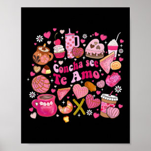 Poster Concha Voir Je T'aime Mexicain Saint-Valentin Cafe