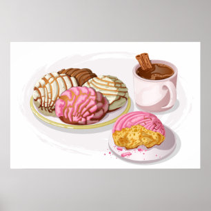 Poster Conchas mexicaines Pan Dulce & cuisine chocolat ch