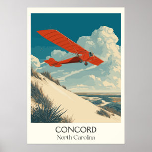 Poster Concord Caroline du Nord Course aérienne Vintage c