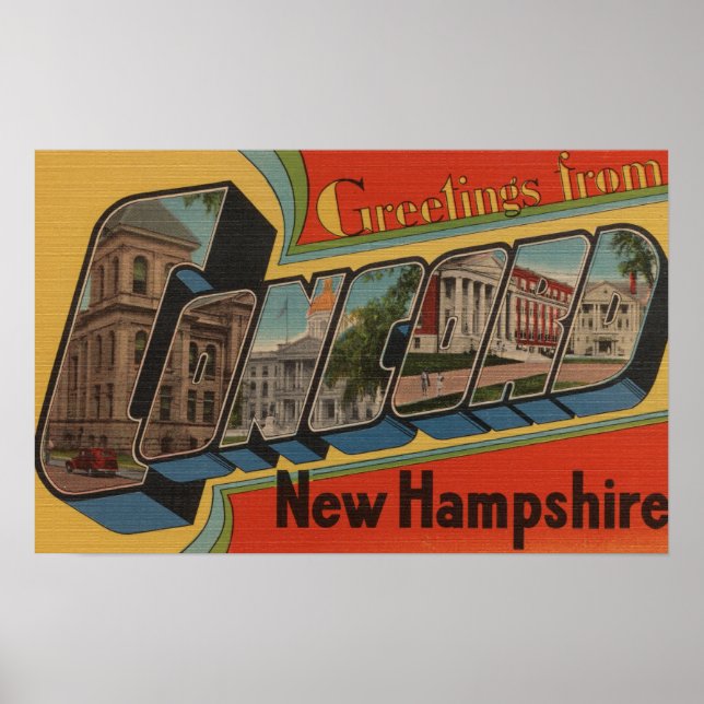 Poster Concord, New Hampshire - Scènes de grandes lettres (Devant)