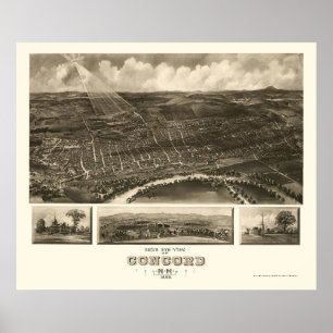 Poster Concord, NH Panoramic Map - 1899