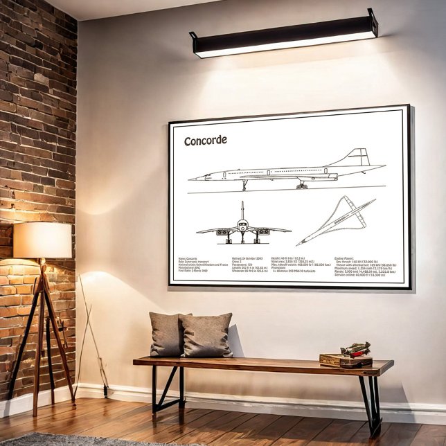 Poster Concorde - Plan de dessin du plan d'avion BD (Créateur téléchargé)