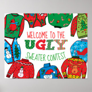 Poster Concours de sueur moche, signe de bienvenue