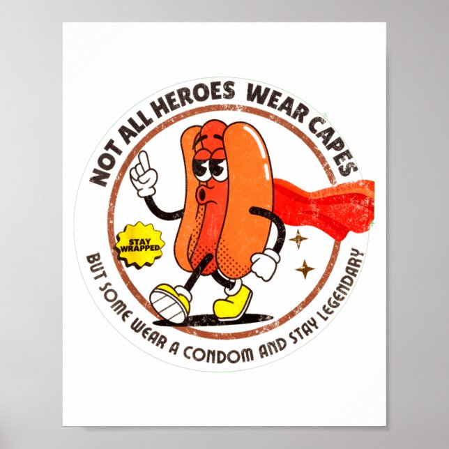 Poster Condom Legend Inappropriate Funny 90s Retro T Funn (Devant)