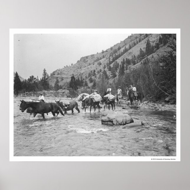 Poster Conduire des mules à travers une rivière (Devant)
