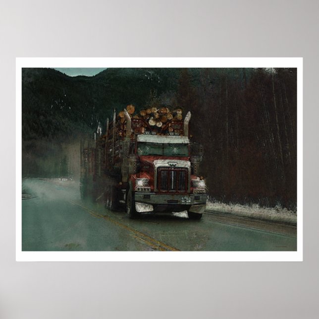 Poster Conduite de la route des camions de transport (Devant)
