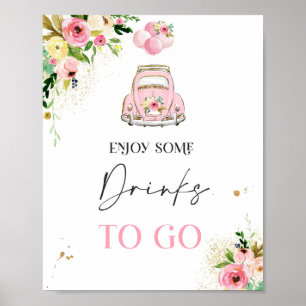 Poster Conduite Par Baby shower Décor De Fête Signal Rose