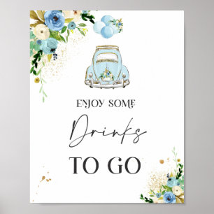 Poster Conduite Par Baby shower Décor Signal Floral Bleu
