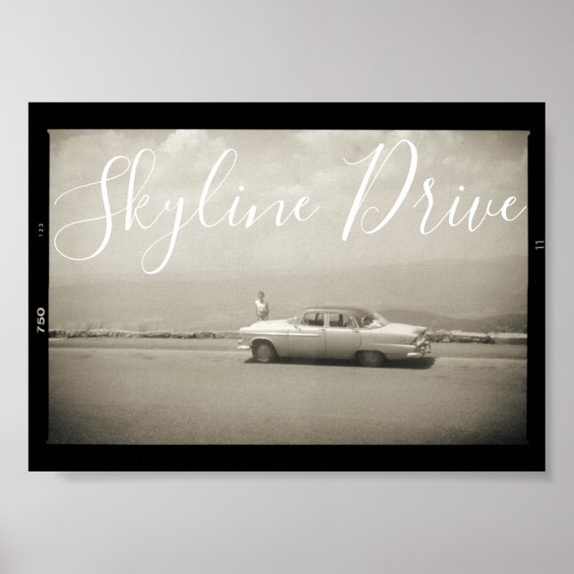 Poster Conduite Skyline Inspiré du milieu du siècle (Devant)