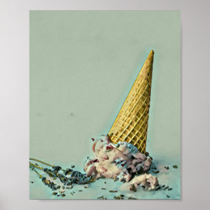 Poster cône crème glacée pour amoureux de la crème glacée