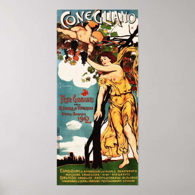 Poster CONEGLIANO Festival italien du vin 1902 Publicité (Devant)