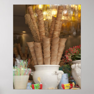 Poster Cônes de gelato de crème glacée dans l'affichag