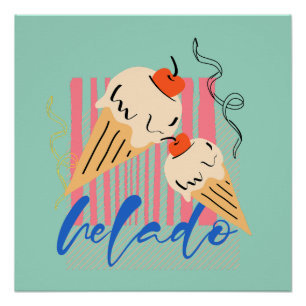 Poster Cônes de glace italiens rétro