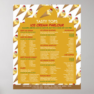 Poster Cônes de glace, Menu de salon de glace