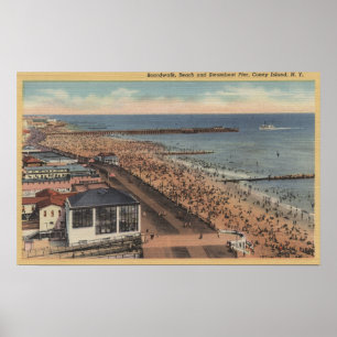 Poster Coney Island, New York - Boardwalk, Beach