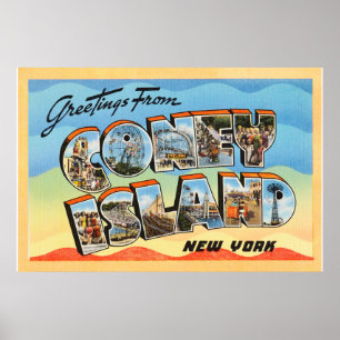 Poster Coney Island New York NY Vintage Travel Postcard -