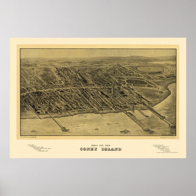 Poster Coney Island, NY Carte panoramique - 1906 (Devant)