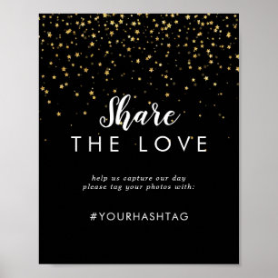 Poster Confetti d'or   Black Share the Love Sign