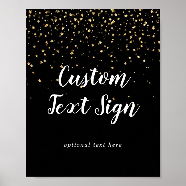 Poster Confetti d'or | Panneau texte personnalisé Mariage (Devant)